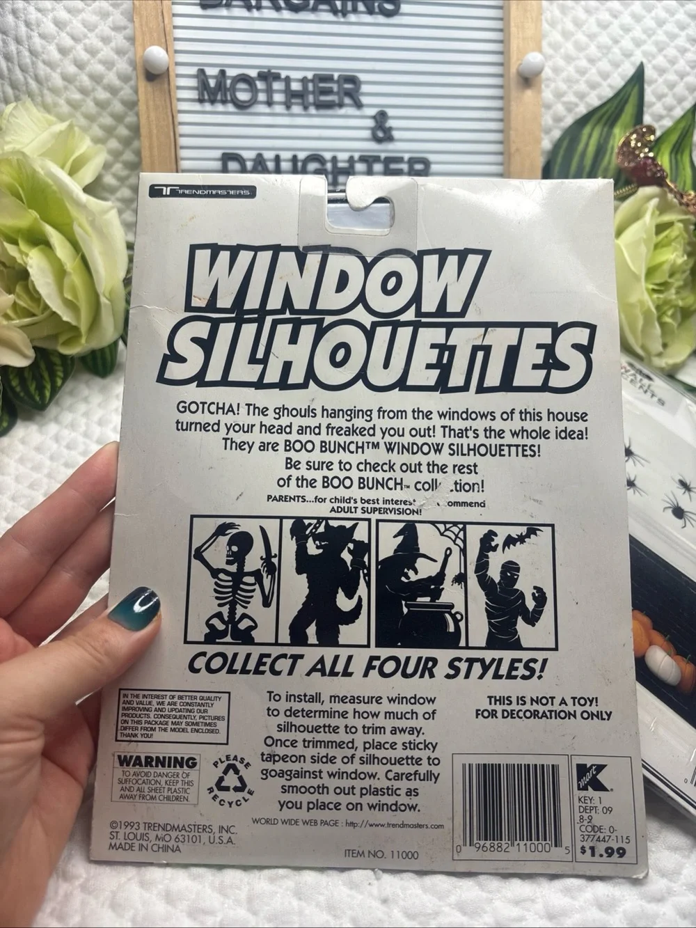 1993 BOO Bunch Haunted Vintage Window Silhouettes Decor Skeleton Werewolf Sealed